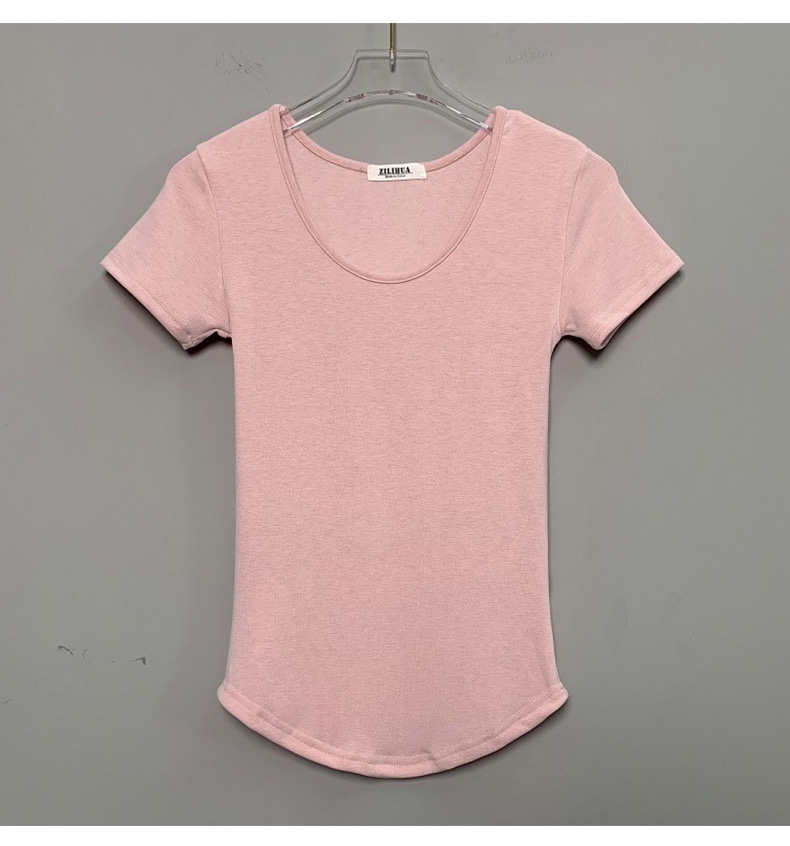 Slim Fit Sexy U-Neck Short Sleeve T-Shirt for Women - Korean Dongdaemun Style, Waist-Defining Fashion Top Slim Fit Sexy U-Neck Short Sleeve T-Shirt for Women - Korean Dongdaemun Style, Waist-Defining Fashion Top