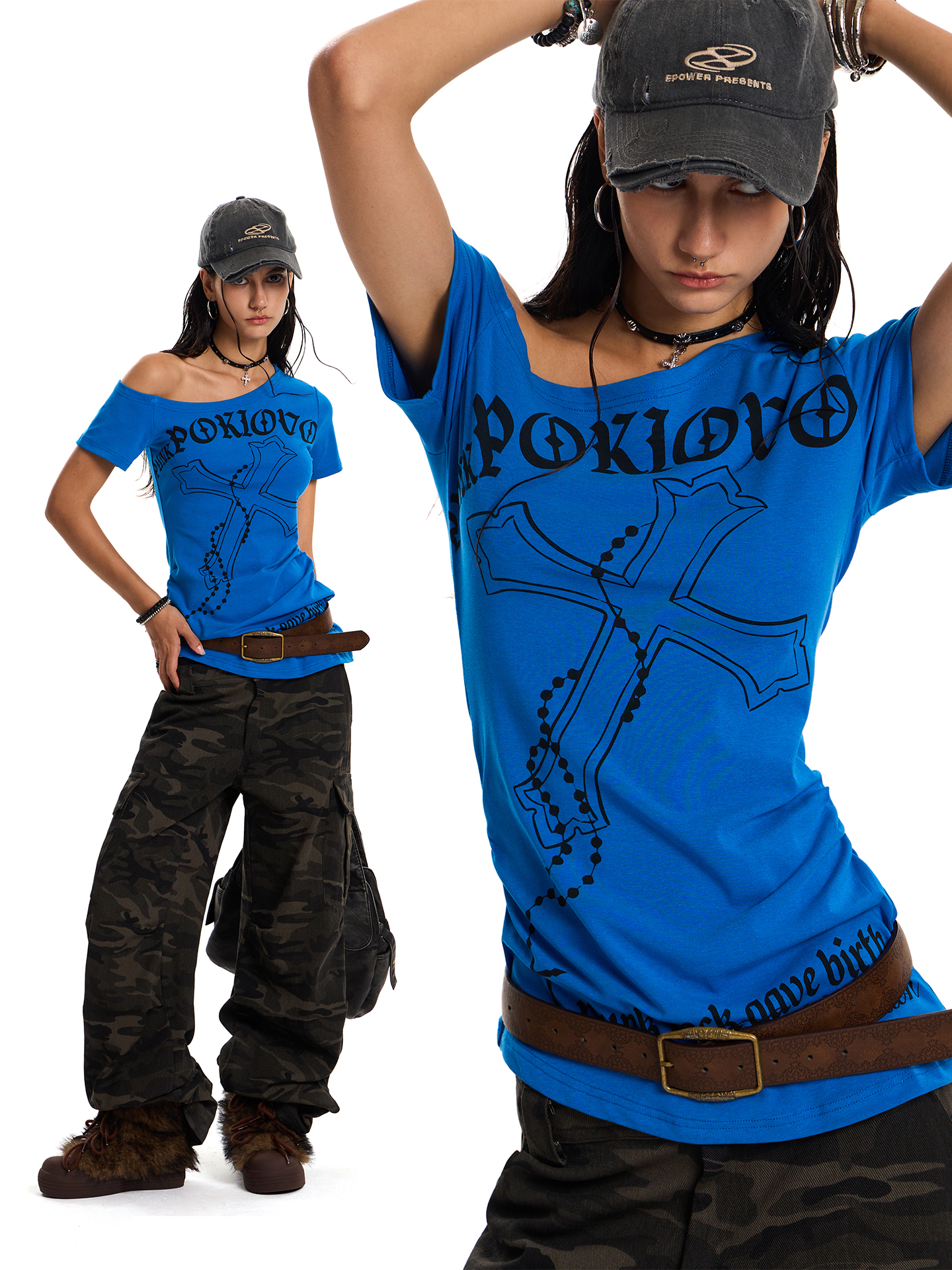 Slim Fit Short Sleeve Crossbody T-Shirt - American Retro Trendy Niche Design Top for 90s and Y2K Style Enthusiasts Slim Fit Short Sleeve Crossbody T-Shirt - American Retro Trendy Niche Design Top for 90s and Y2K Style Enthusiasts