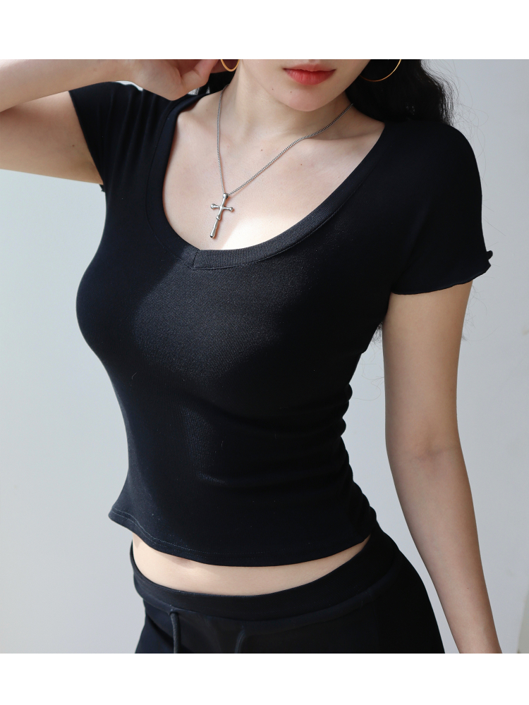 Slim Fit Soft V-Neck Short Sleeve T-Shirt for Women - Basic Stretch Top, Casual Wardrobe Essential, Everyday Fashion Slim Fit Soft V-Neck Short Sleeve T-Shirt for Women - Basic Stretch Top, Casual Wardrobe Essential, Everyday Fashion