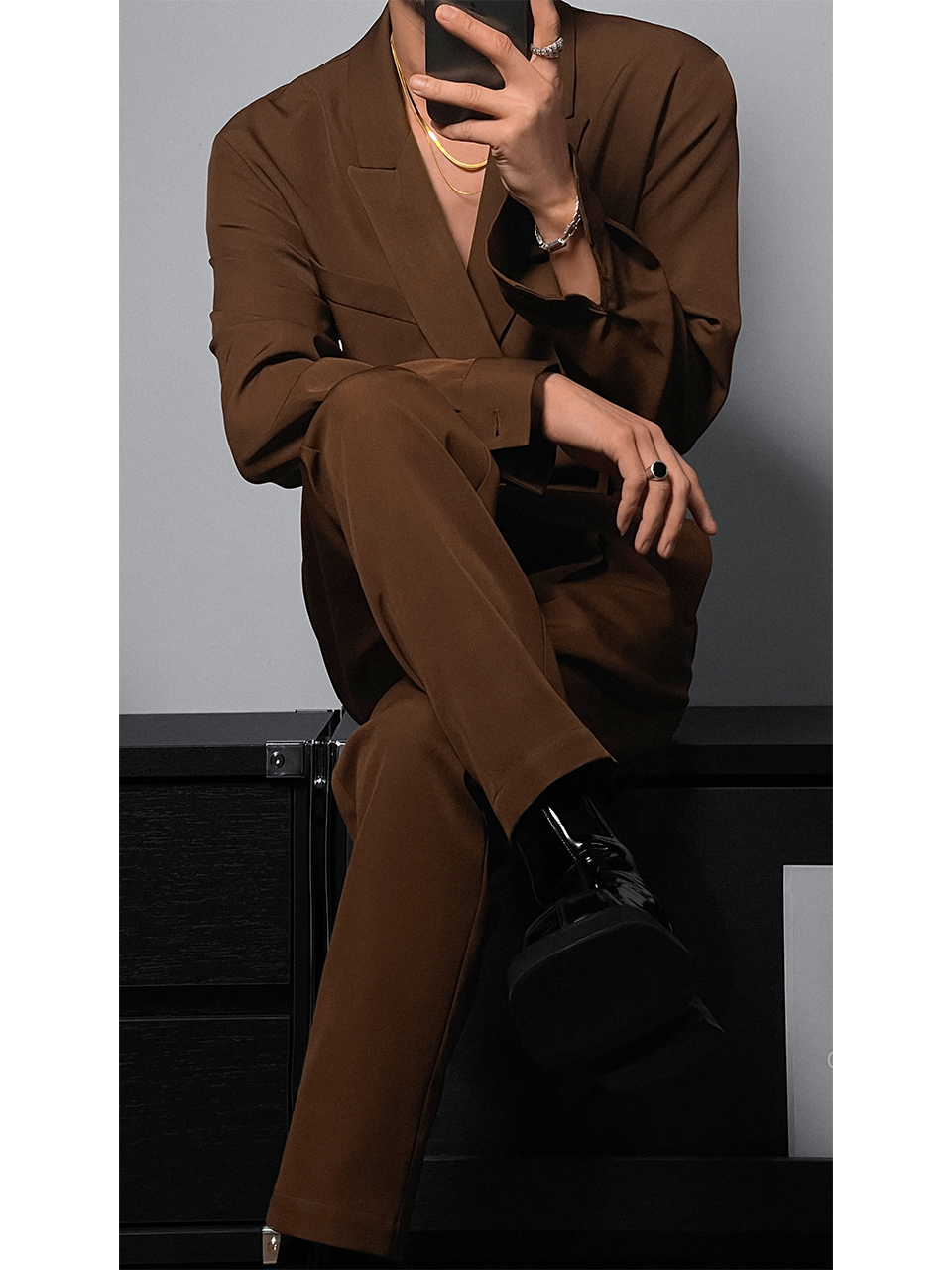 Slim Fit Suit and Trousers Set - Long Daodao Spring Retro British Style for Gentlemen, Quality Tailored Look, Perfect for Weddings and Events