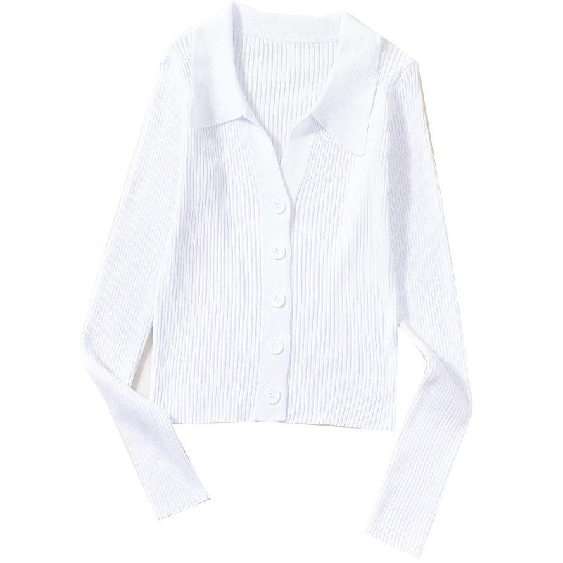 Slim Fit V-Neck Knitted Cardigan Sweater for Women - American Style Ribbed Button-Down Long Sleeve Top Slim Fit V-Neck Knitted Cardigan Sweater for Women - American Style Ribbed Button-Down Long Sleeve Top