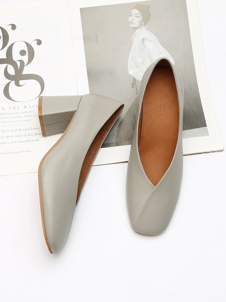 Soft Leather Chunky Heel Grandma Shoes - Retro Square Toe High Heels for Work - Large Size Genuine Leather 2025 Spring Style