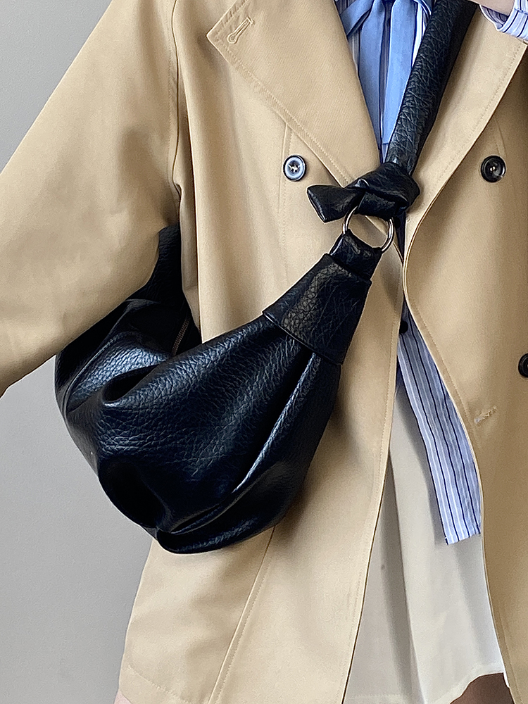 Soft Leather Wrinkled Dumpling Bag for Women - Versatile Lazy Style Shoulder Crossbody Bag - Trendy 2025 Niche Design
