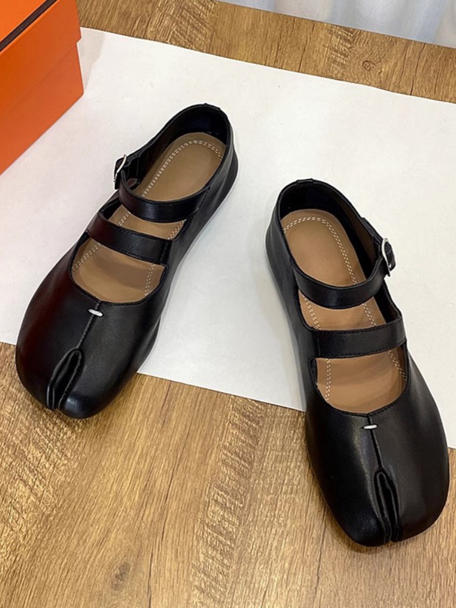 Soft-Soled Cowhide Mary Jane Shoes for Women with Single Strap and Split Toe - Comfortable Flat Loafers for Casual Style