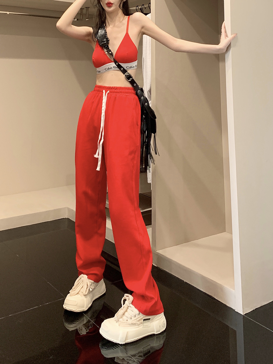 Solid Color Casual Sweatpants for Men and Women - High Street Loose Fit Straight Leg Long Pants for Couples