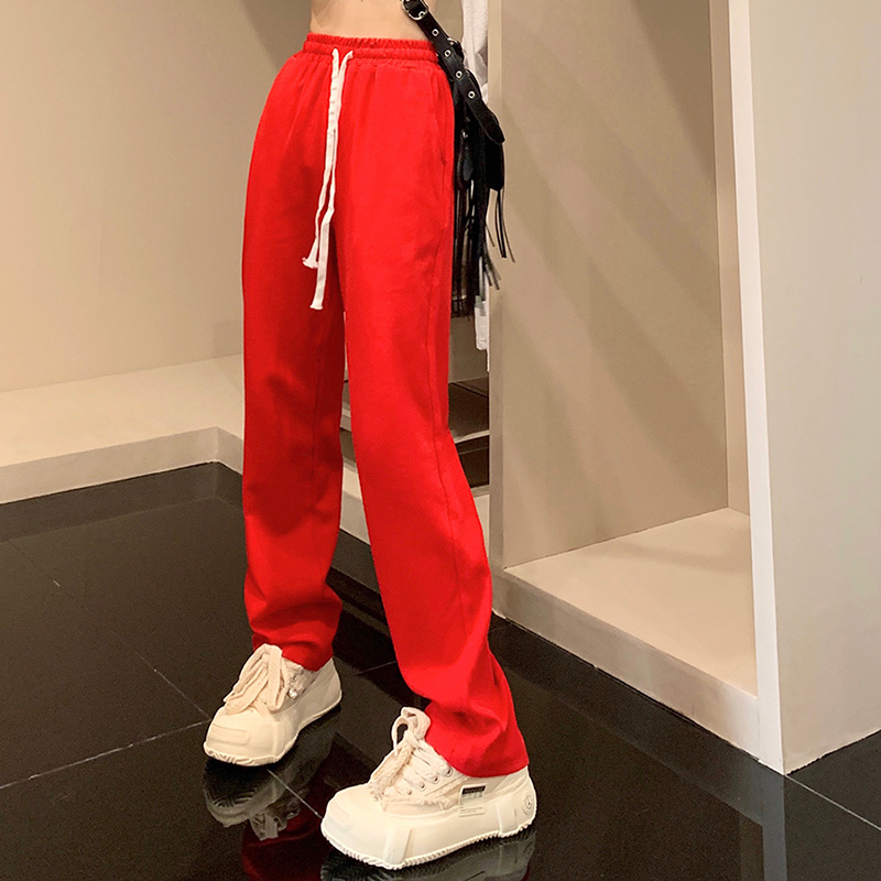Solid Color Casual Sweatpants for Men and Women - High Street Loose Fit Straight Leg Long Pants for Couples