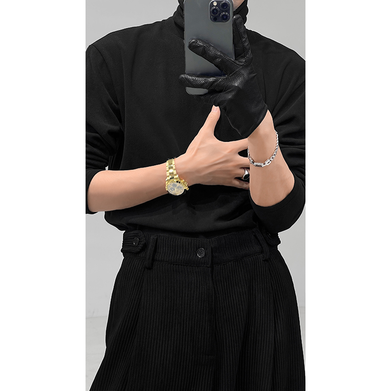 Solid Color High Neck Knitted Shirt - Trendy Versatile Fashion for Autumn Winter - Comfortable Dragon Dadao Style Solid Color High Neck Knitted Shirt - Trendy Versatile Fashion for Autumn Winter - Comfortable Dragon Dadao Style