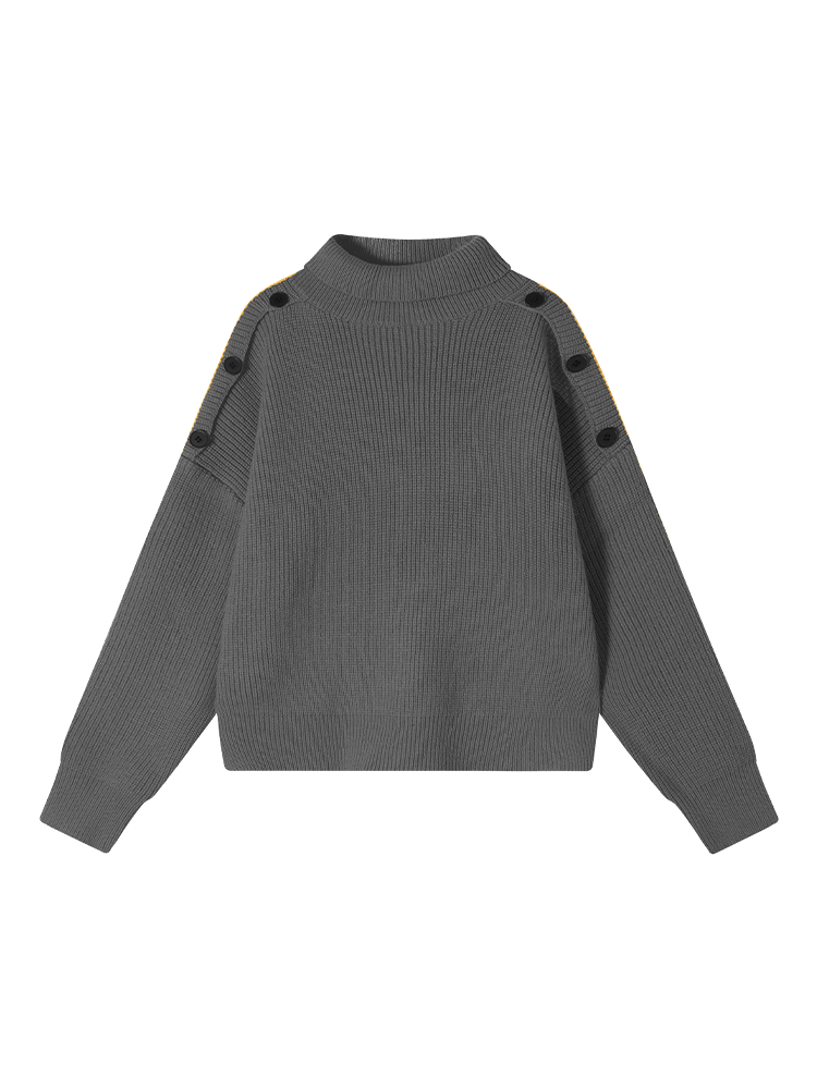 Solid Color High-Neck Off-Shoulder Long Sleeve Knitted Sweater for Women - Loose Thick Autumn Winter Top, Korean Style Fashion Solid Color High-Neck Off-Shoulder Long Sleeve Knitted Sweater for Women - Loose Thick Autumn Winter Top, Korean Style Fashion