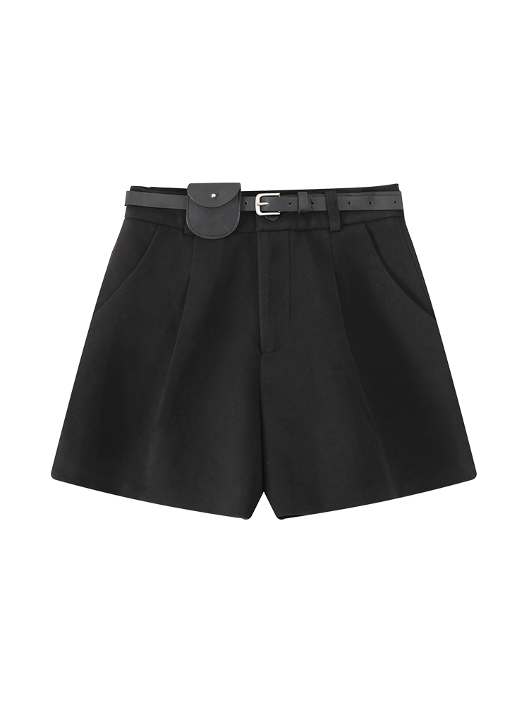 Solid Color High-Waisted Casual Shorts for Women - Korean Style Loose Versatile Straight Pants for Autumn and Winter