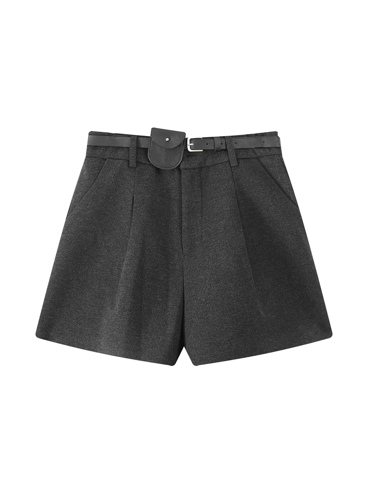 Solid Color High-Waisted Casual Shorts for Women - Korean Style Loose Versatile Straight Pants for Autumn and Winter Solid Color High-Waisted Casual Shorts for Women - Korean Style Loose Versatile Straight Pants for Autumn and Winter