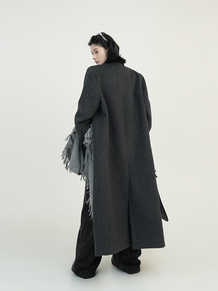 Solid Color Lapel Long Sleeve Wool Coat for Women - Autumn Winter Korean Style High-End Loose Versatile Woolen Overcoat Solid Color Lapel Long Sleeve Wool Coat for Women - Autumn Winter Korean Style High-End Loose Versatile Woolen Overcoat