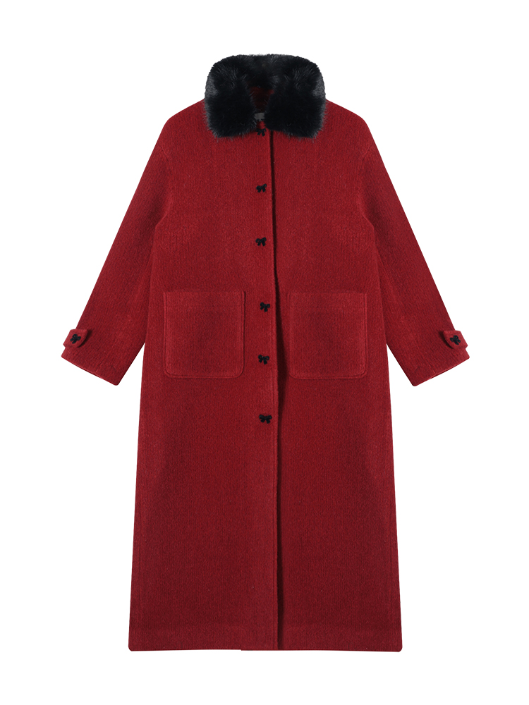 Solid Color Padded Thickened Fur Collar Long Sleeve Woolen Coat for Women - Winter Korean Style Loose Warm Wool Coat Solid Color Padded Thickened Fur Collar Long Sleeve Woolen Coat for Women - Winter Korean Style Loose Warm Wool Coat