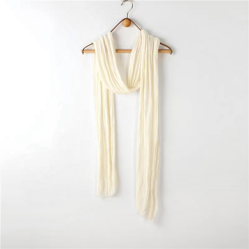 Solid Color Pleated Vintage Cotton Scarf - Autumn Winter Fashion, Three-Color Design, Trendy Personality Accessory Solid Color Pleated Vintage Cotton Scarf - Autumn Winter Fashion, Three-Color Design, Trendy Personality Accessory