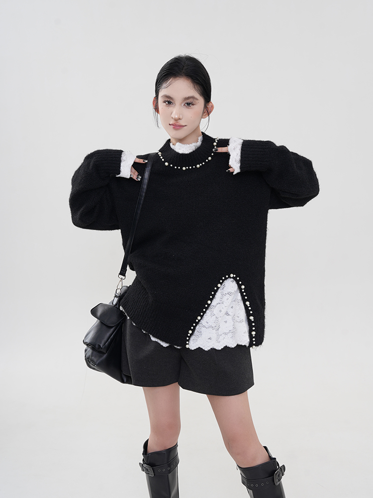 Solid Color Round Neck Long Sleeve Knitted Sweater for Women - Loose Soft Pullover Top, Autumn Winter Korean Style Fashion