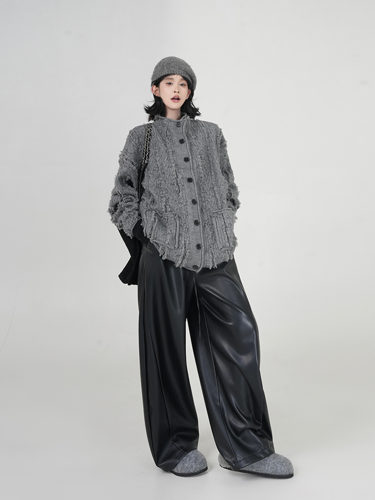 Solid Color Tassel Design Sweater Coat for Women - Autumn Winter Korean Style Loose Knit Cardigan Top