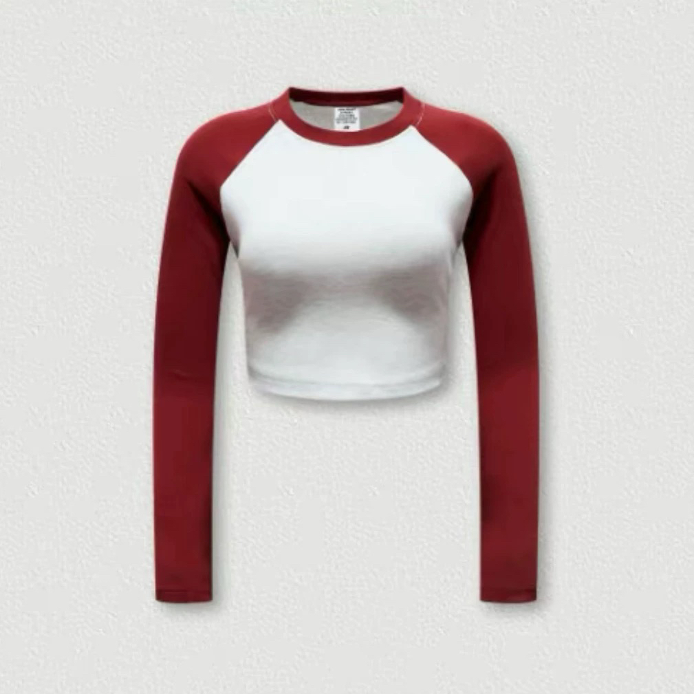 Spicy Girl Dance Outfit - Women's Raglan Short Top with Red Double-Waist Spliced Sports Pants, Trendy Y2K Style