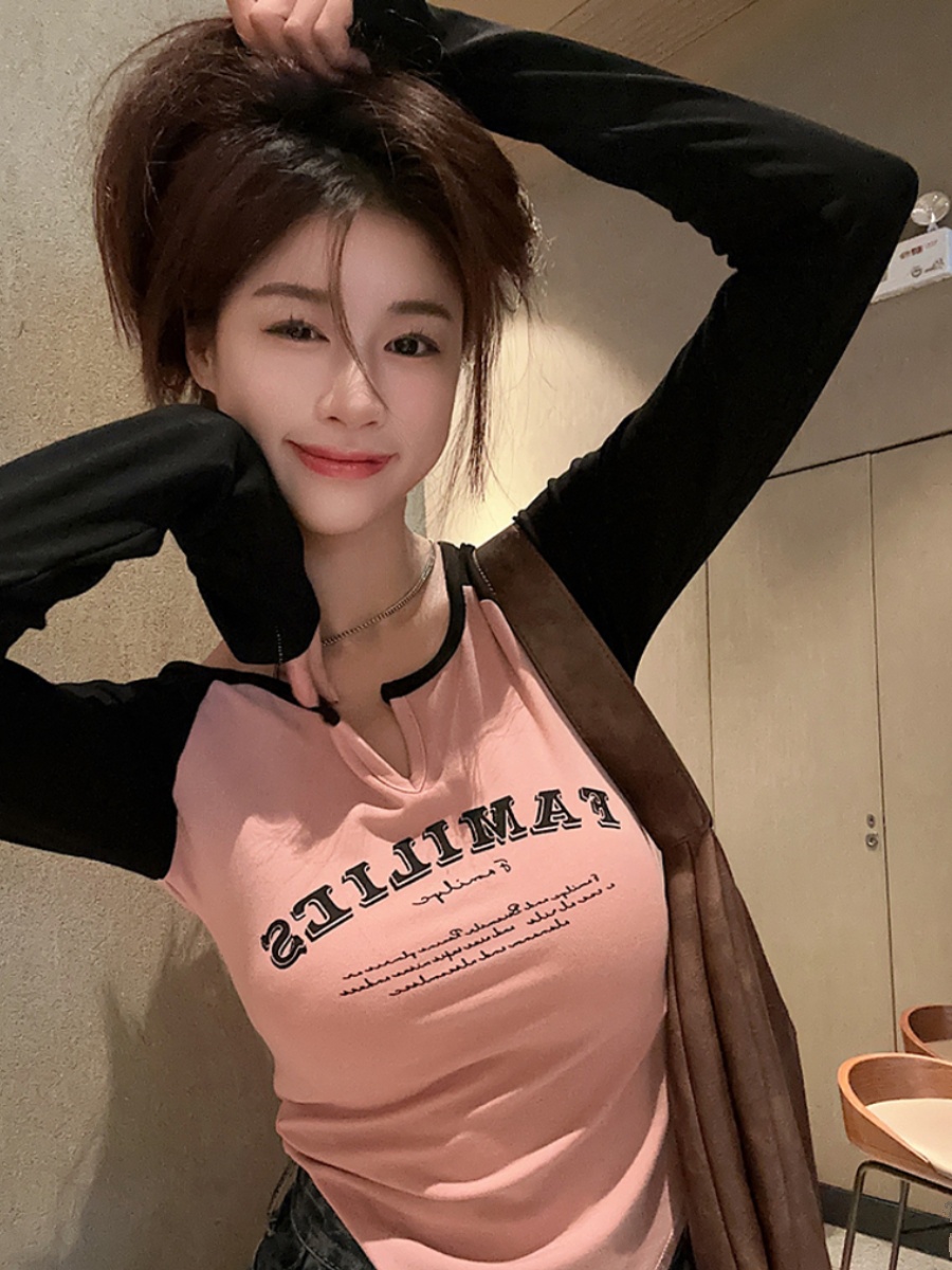 Spicy Girl Group Style Jazz Top - Slim Fit Raglan Sleeve Fitted T-Shirt for K-Pop Dance Outfit - Trendy Y2K Fashion Spicy Girl Group Style Jazz Top - Slim Fit Raglan Sleeve Fitted T-Shirt for K-Pop Dance Outfit - Trendy Y2K Fashion