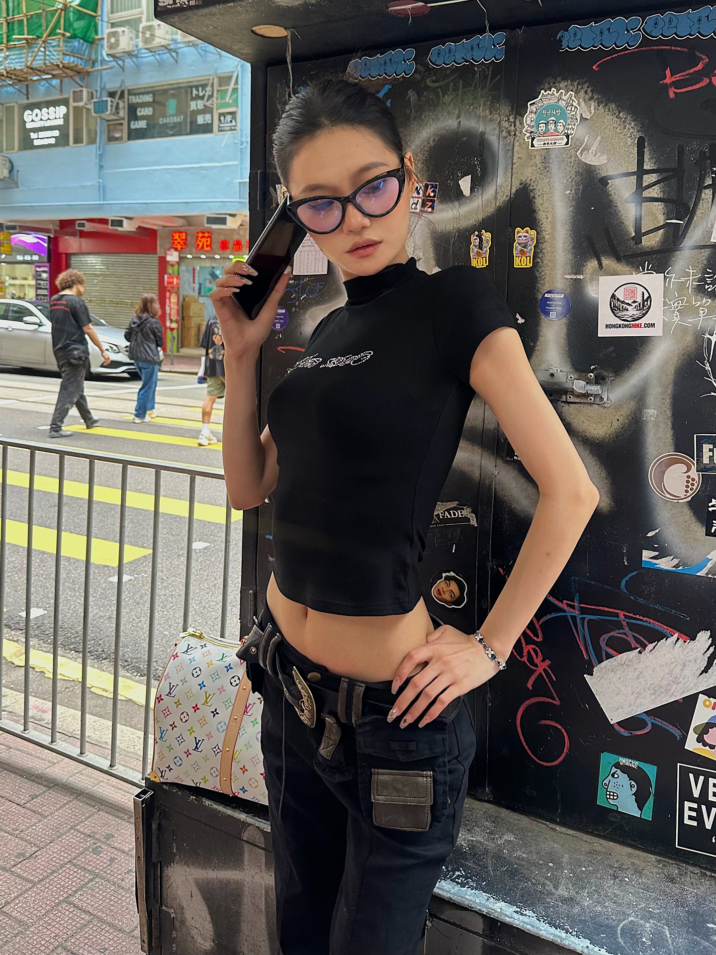 Spicy Girl Pure Desire T-Shirt for Women - Slim Fit, Short Sleeves, Half High Collar, Rhinestone Embellishment, American Style Spicy Girl Pure Desire T-Shirt for Women - Slim Fit, Short Sleeves, Half High Collar, Rhinestone Embellishment, American Style