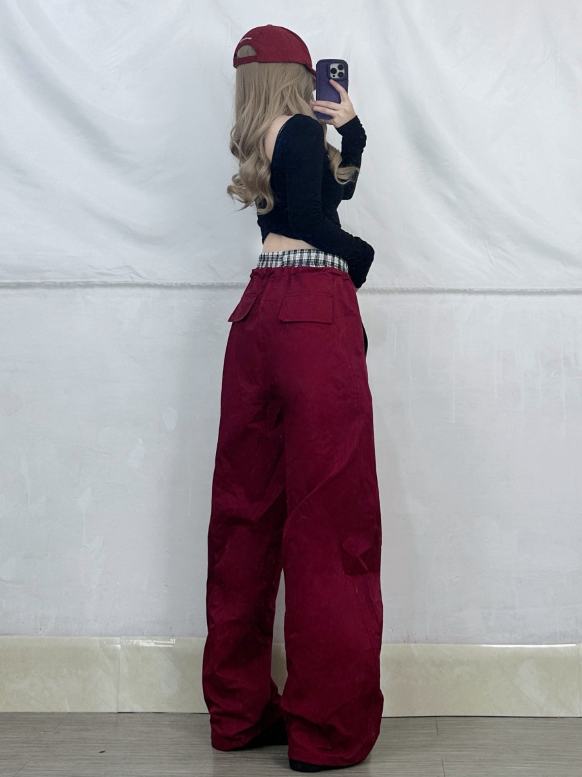 Spicy Girl Wide-Leg Hip-Hop Dance Pants - Checkered Patchwork Straight-Leg Jazz Pants with Double Waistband for Street Style Fashion