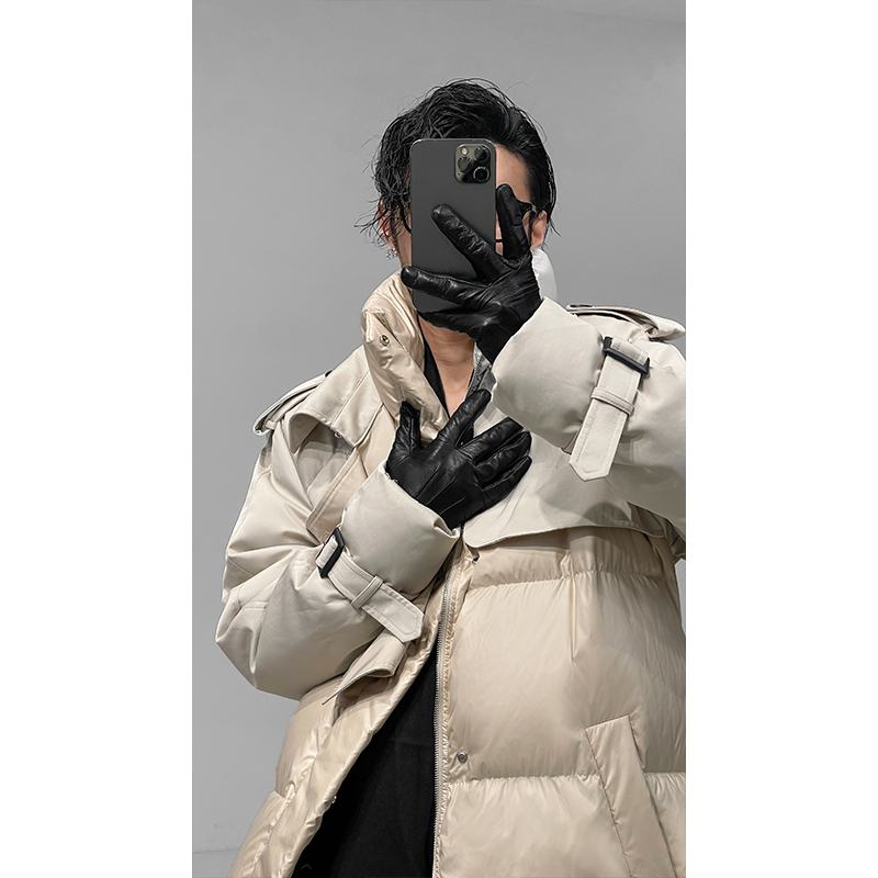 Splicing Design Long Coat with Waist Belt - Trendy Warm Down Jacket for Autumn Winter Fashion Splicing Design Long Coat with Waist Belt - Trendy Warm Down Jacket for Autumn Winter Fashion