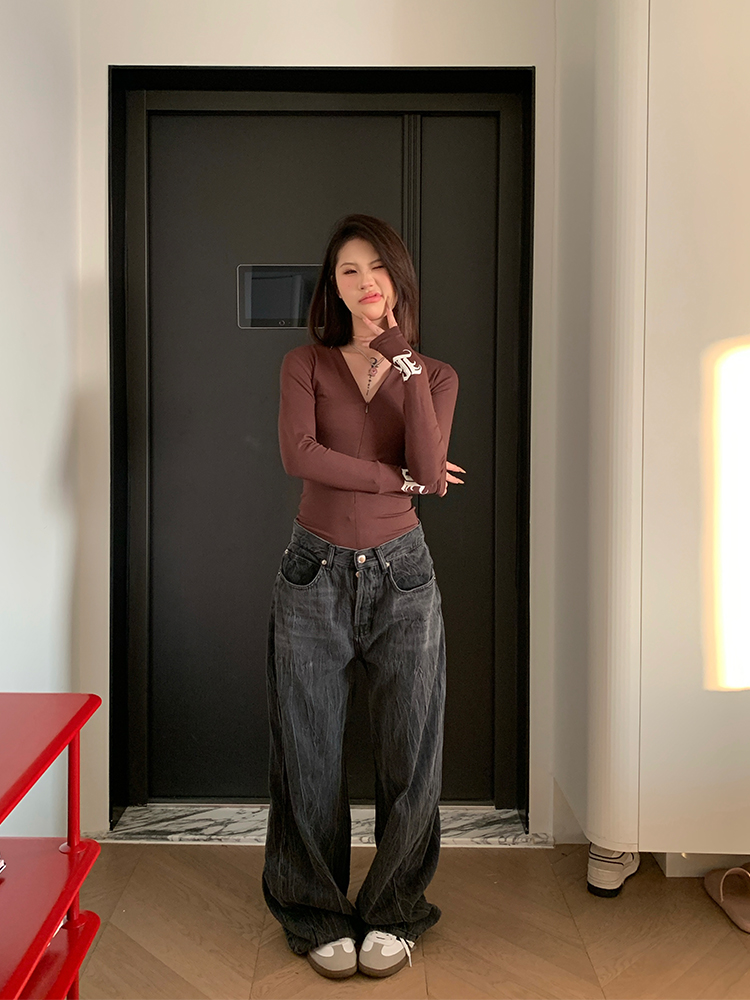 Spring 2025 American Vintage Slim Fit Waist-Defining Long Sleeve Women's Casual T-Shirt - Versatile Base Layer Top Spring 2025 American Vintage Slim Fit Waist-Defining Long Sleeve Women's Casual T-Shirt - Versatile Base Layer Top