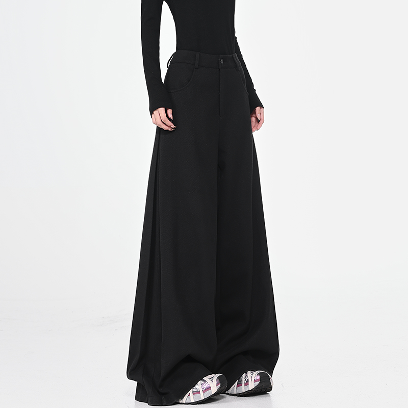 Spring Coffee Color Pleated Wide Leg Loose Fit Suit Pants for Women - Draped Floor-Length Design for Effortless Style Spring Coffee Color Pleated Wide Leg Loose Fit Suit Pants for Women - Draped Floor-Length Design for Effortless Style