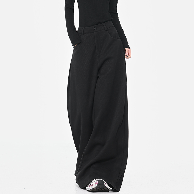 Spring Gray Pleated Design Suit Pants for Women - Loose Wide-Leg Draped Slimming Floor-Length Trousers, Y2K Chic Style Spring Gray Pleated Design Suit Pants for Women - Loose Wide-Leg Draped Slimming Floor-Length Trousers, Y2K Chic Style