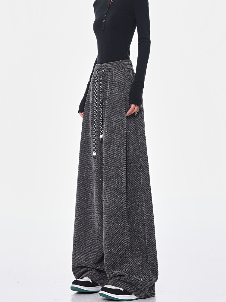 Spring New Gray Starry Sky Drawstring Casual Wide-Leg Pants for Women - Loose Slim Fit - Y2K Style Spring New Gray Starry Sky Drawstring Casual Wide-Leg Pants for Women - Loose Slim Fit - Y2K Style