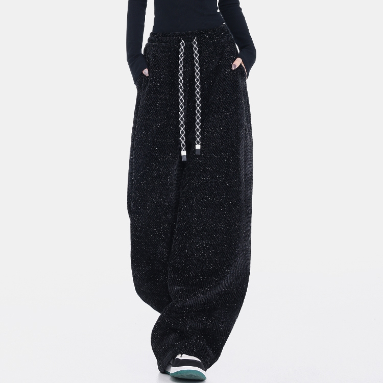 Spring New Gray Starry Sky Drawstring Casual Wide-Leg Pants for Women - Loose Slim Fit - Y2K Style Spring New Gray Starry Sky Drawstring Casual Wide-Leg Pants for Women - Loose Slim Fit - Y2K Style