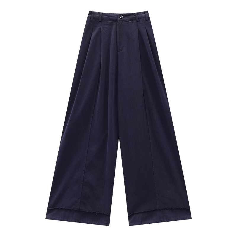 Spring New White High-Waisted Pleated Cuffed Casual Pants for Women - Elastic Waist Straight Wide-Leg Trousers, Y2K Style Spring New White High-Waisted Pleated Cuffed Casual Pants for Women - Elastic Waist Straight Wide-Leg Trousers, Y2K Style