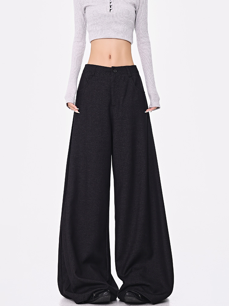 Spring New Women's Pleated Black Suit Pants - Wide-Leg Loose Fit Slimming Trousers for Chic Office Style Spring New Women's Pleated Black Suit Pants - Wide-Leg Loose Fit Slimming Trousers for Chic Office Style