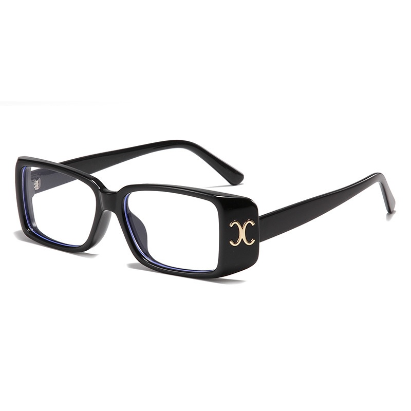 Square Black Frame Glasses with Thick Border for Round Faces - Anti-Blue Light, Myopia Prescription, European American Style