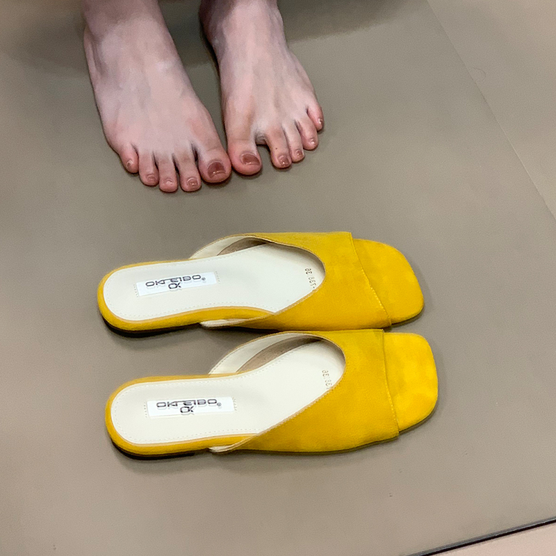 Square Toe Flat Sandals for Women - Open Toe One Strap French Retro Style, Versatile Summer Footwear 2025