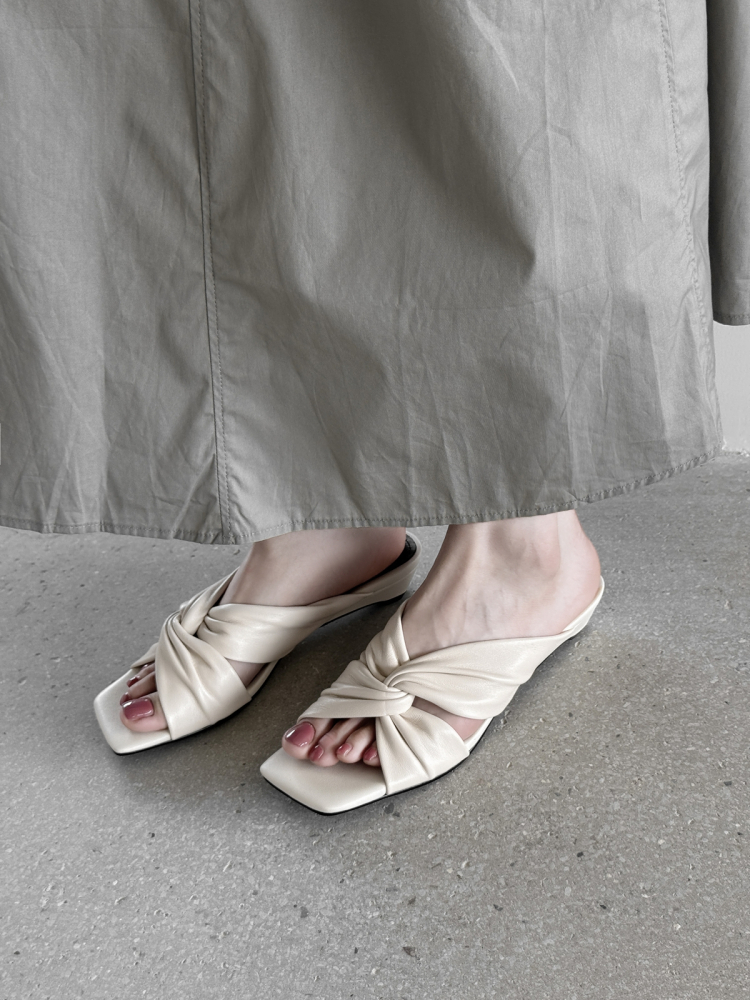 Square-Toe Open-Toe Cross-Twist Slip-On Wedge Sandals for Women - Summer Evening Breeze Outdoor Style