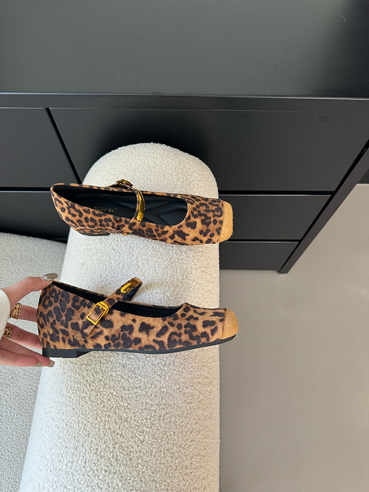 Square-Toed Genuine Leather Horsehair Height-Increasing Mary Jane Shoes for Women - 2025 Spring Style, Single Strap Fairy Flats