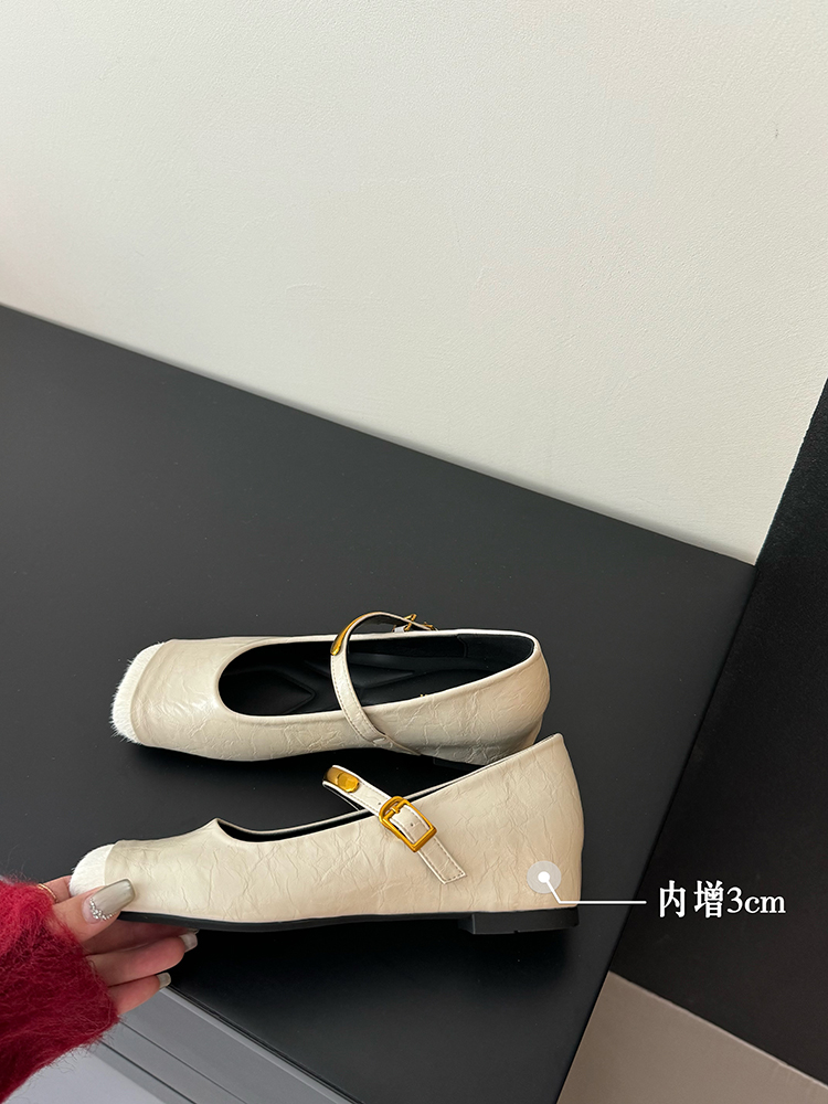 Square-Toed Genuine Leather Horsehair Height-Increasing Mary Jane Shoes for Women - 2025 Spring Style, Single Strap Fairy Flats Square-Toed Genuine Leather Horsehair Height-Increasing Mary Jane Shoes for Women - 2025 Spring Style, Single Strap Fairy Flats