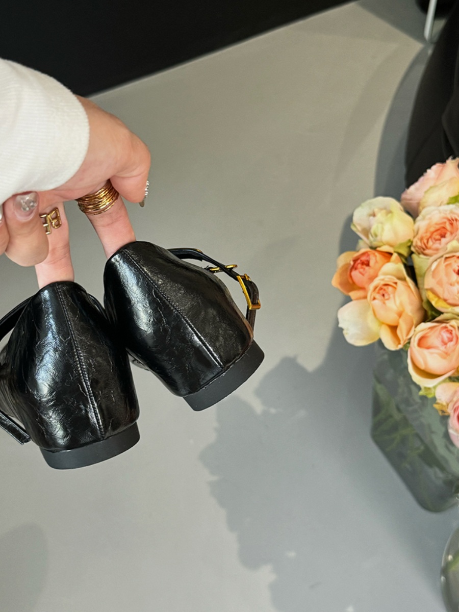 Square-Toed Genuine Leather Horsehair Height-Increasing Mary Jane Shoes for Women - 2025 Spring Style, Single Strap Fairy Flats Square-Toed Genuine Leather Horsehair Height-Increasing Mary Jane Shoes for Women - 2025 Spring Style, Single Strap Fairy Flats