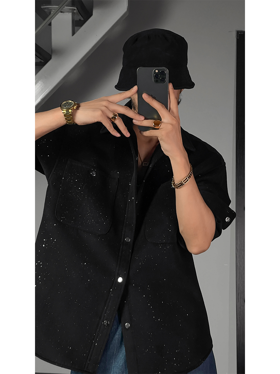 Starry Sky Loose Long Sleeve Shirt - High-End Niche Design for Autumn, Trendy Dragon Dadao Style