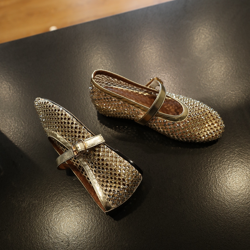 Starry Sky Party Full Diamond Hollow Out Fishnet One-Strap Round Toe Height-Increasing Sandals for Women - Trendy Evening Footwear Starry Sky Party Full Diamond Hollow Out Fishnet One-Strap Round Toe Height-Increasing Sandals for Women - Trendy Evening Footwear