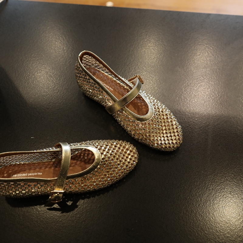 Starry Sky Party Full Diamond Hollow Out Fishnet One-Strap Round Toe Height-Increasing Sandals for Women - Trendy Evening Footwear Starry Sky Party Full Diamond Hollow Out Fishnet One-Strap Round Toe Height-Increasing Sandals for Women - Trendy Evening Footwear