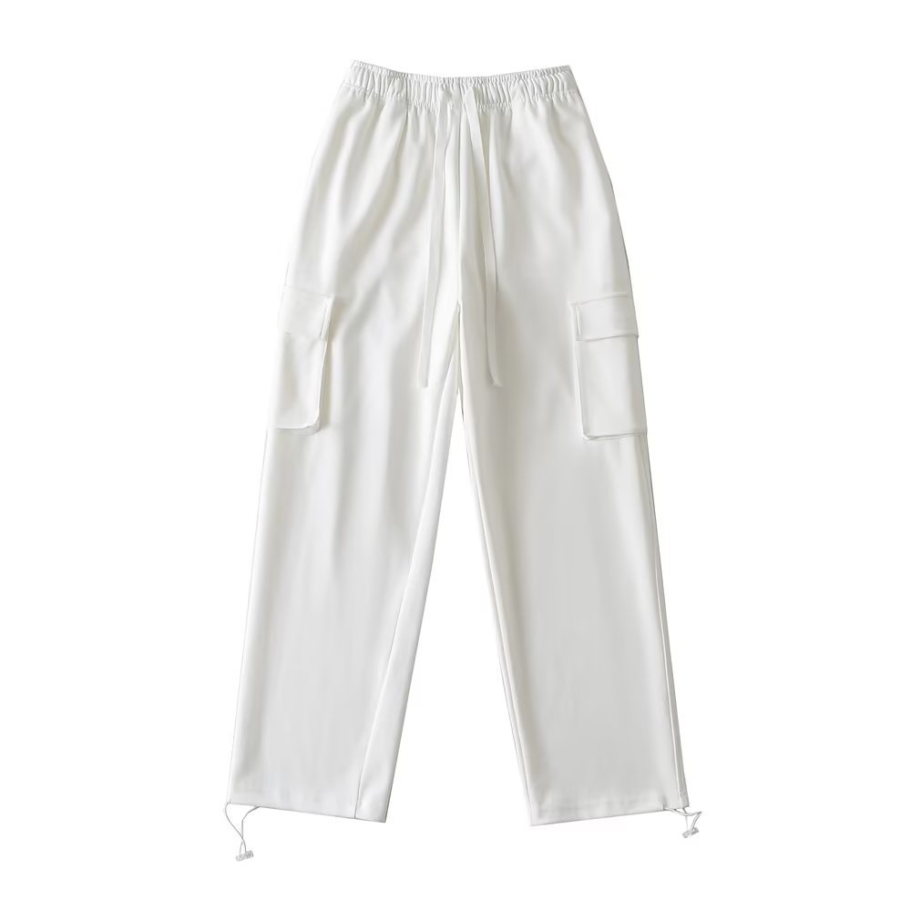 Straight-Leg Tapered Dance Pants for Girls, Casual White Sportswear, Trendy Korean Style Outfit, Perfect for Work and Play