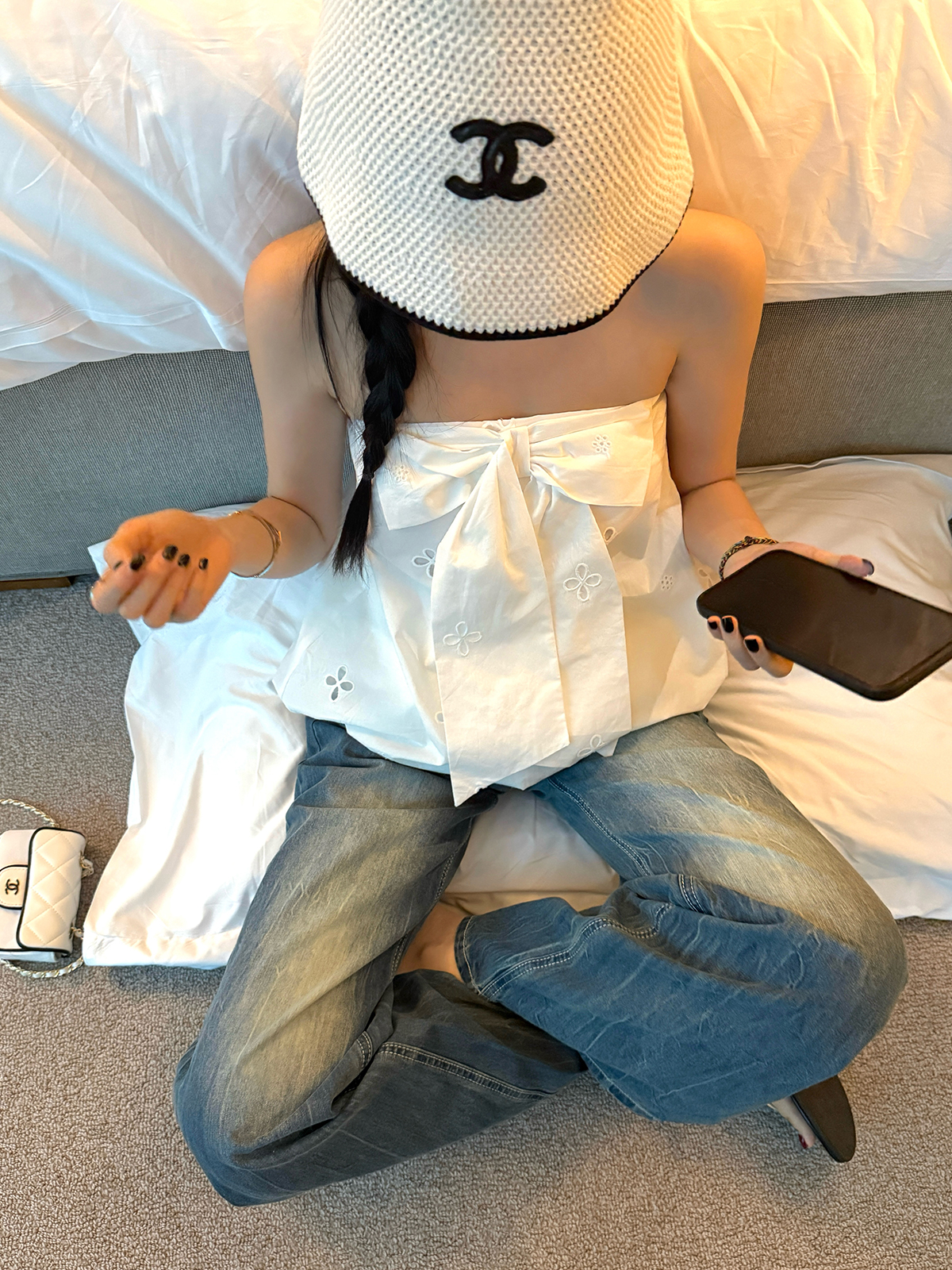 Strapless Summer White Flower Bud Top - High-End Loose Design for Brides, Sweet Desire Style, Perfect for Weddings and Events