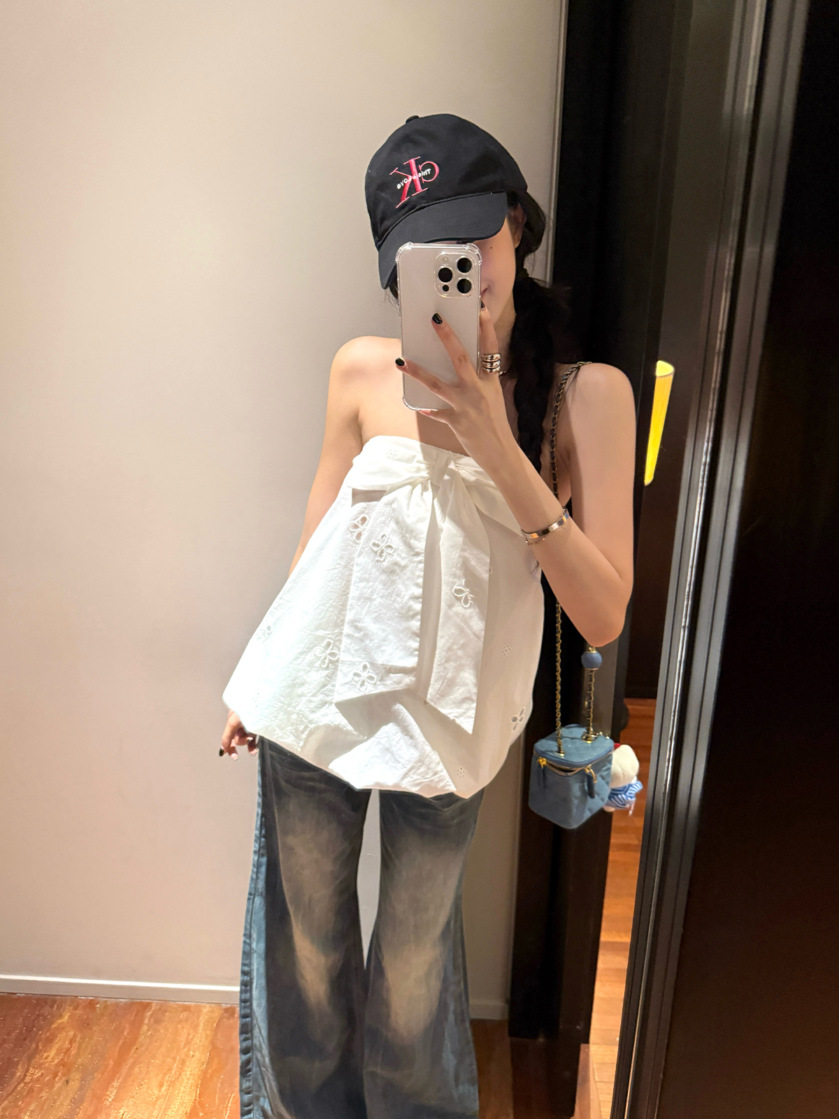 Strapless Summer White Flower Bud Top - High-End Loose Design for Brides, Sweet Desire Style, Perfect for Weddings and Events