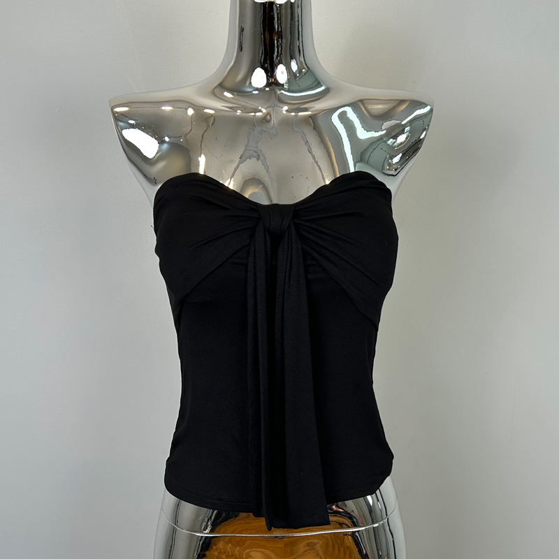 Strapless Twisted Knot Butterfly Top with Padding - Korean Dongdaemun Style, Sexy Chest-Enhancing Design for Women Strapless Twisted Knot Butterfly Top with Padding - Korean Dongdaemun Style, Sexy Chest-Enhancing Design for Women