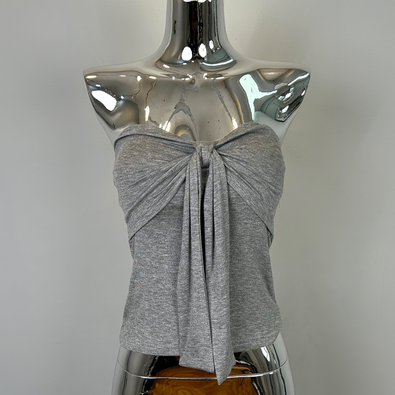 Strapless Twisted Knot Butterfly Top with Padding - Korean Dongdaemun Style, Sexy Chest-Enhancing Design for Women Strapless Twisted Knot Butterfly Top with Padding - Korean Dongdaemun Style, Sexy Chest-Enhancing Design for Women