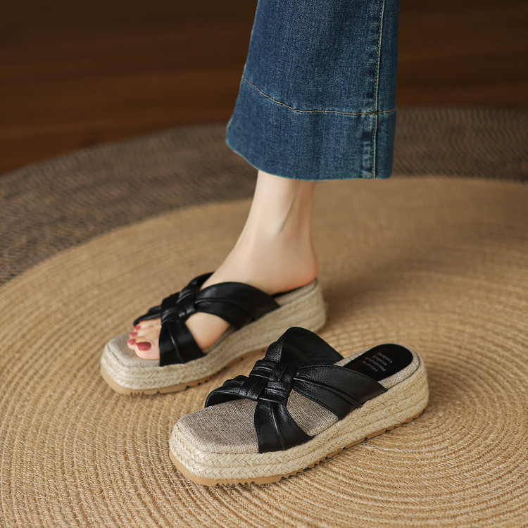 Straw-Woven Wedge High-Heeled Sandals - Summer 2025 Fashion, Beach Ready, Boho Chic, Stylish Footwear