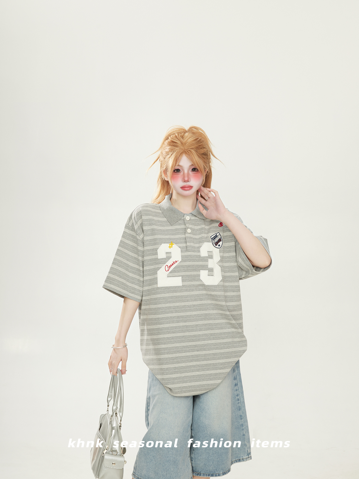 Striped Short Sleeve T-Shirt with Patch Embroidery - Japanese-Style Chic for Women and Men, Summer Loose Fit Couple Top