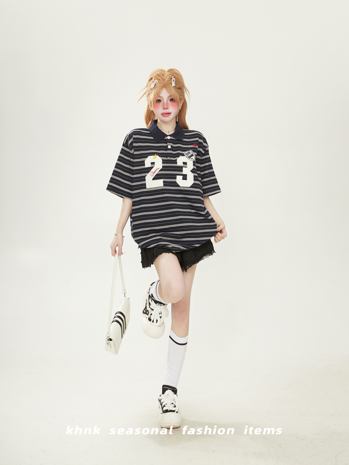 Striped Short Sleeve T-Shirt with Patch Embroidery - Japanese-Style Chic for Women and Men, Summer Loose Fit Couple Top Striped Short Sleeve T-Shirt with Patch Embroidery - Japanese-Style Chic for Women and Men, Summer Loose Fit Couple Top