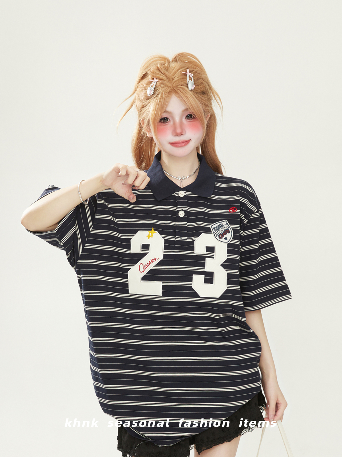 Striped Short Sleeve T-Shirt with Patch Embroidery - Japanese-Style Chic for Women and Men, Summer Loose Fit Couple Top Striped Short Sleeve T-Shirt with Patch Embroidery - Japanese-Style Chic for Women and Men, Summer Loose Fit Couple Top