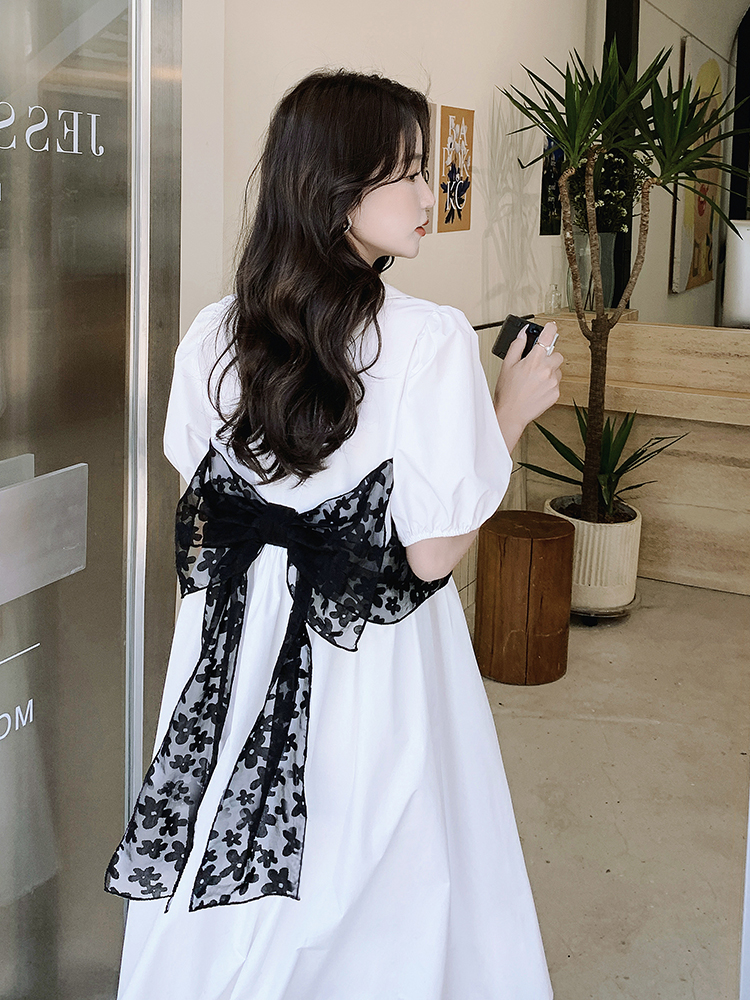 Stunning White Puff Sleeve Dress for Women - Summer 2025 Long Shirt Dress with High-End Feel, Chic and Elegant Style